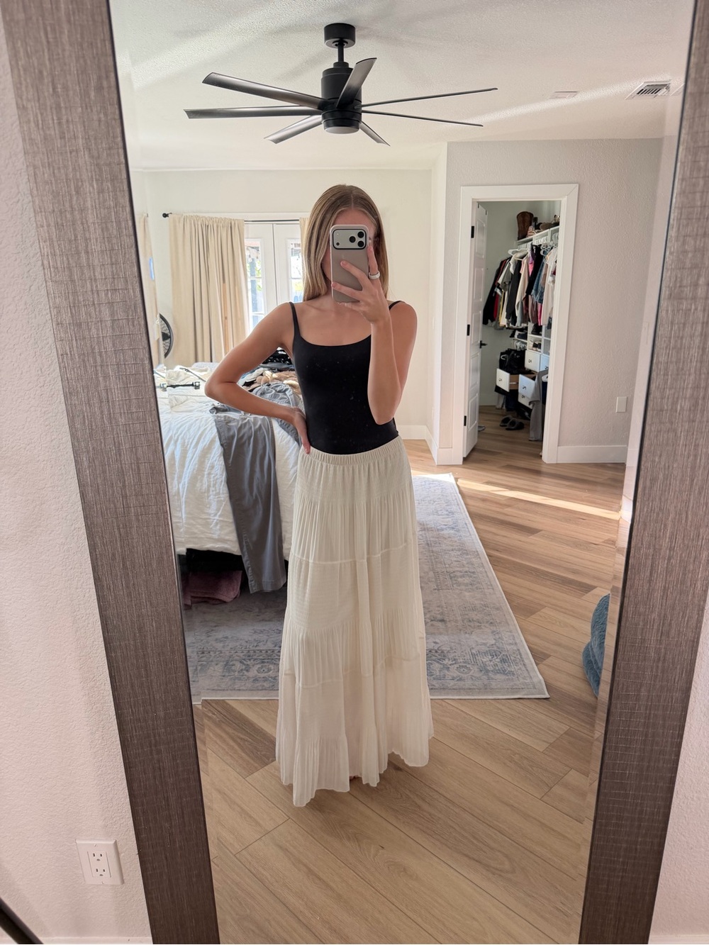 Women’s Cream Tiered Maxi Skirt